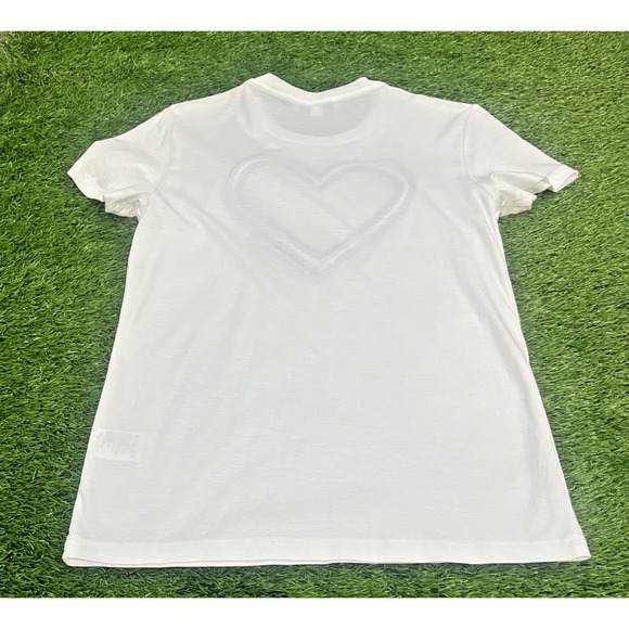 Carven Embroidered Heart White Short Sleeve T-Shirt Size S - Picture 4 of 9
